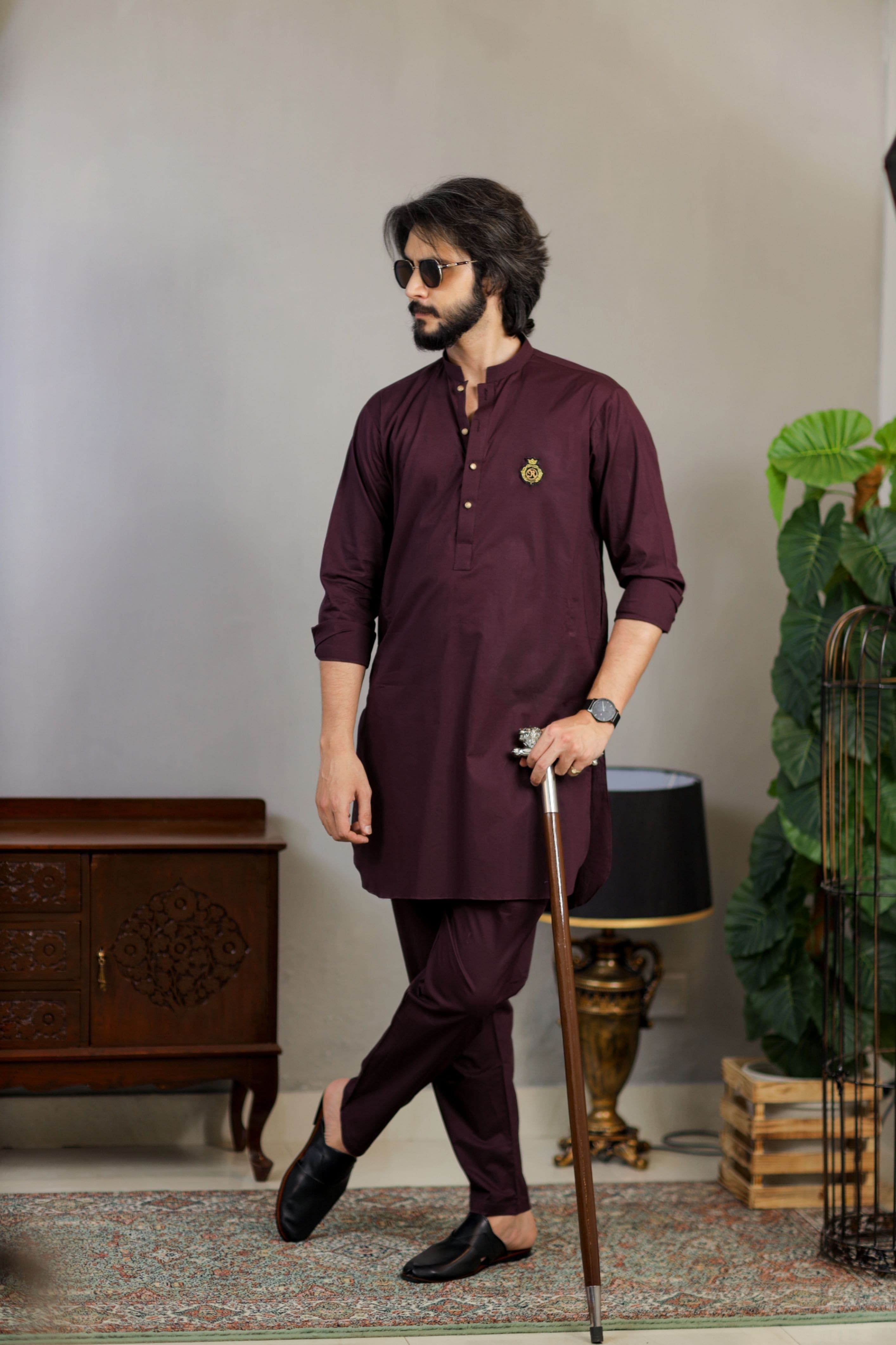 Burgundy Kurta Trouser