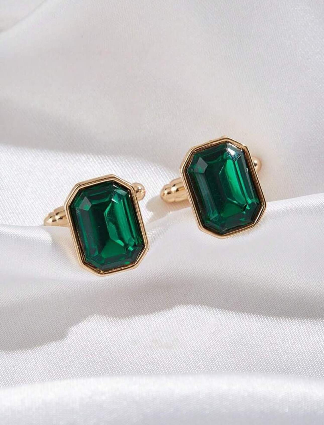 Green Rhinestone Cufflinks