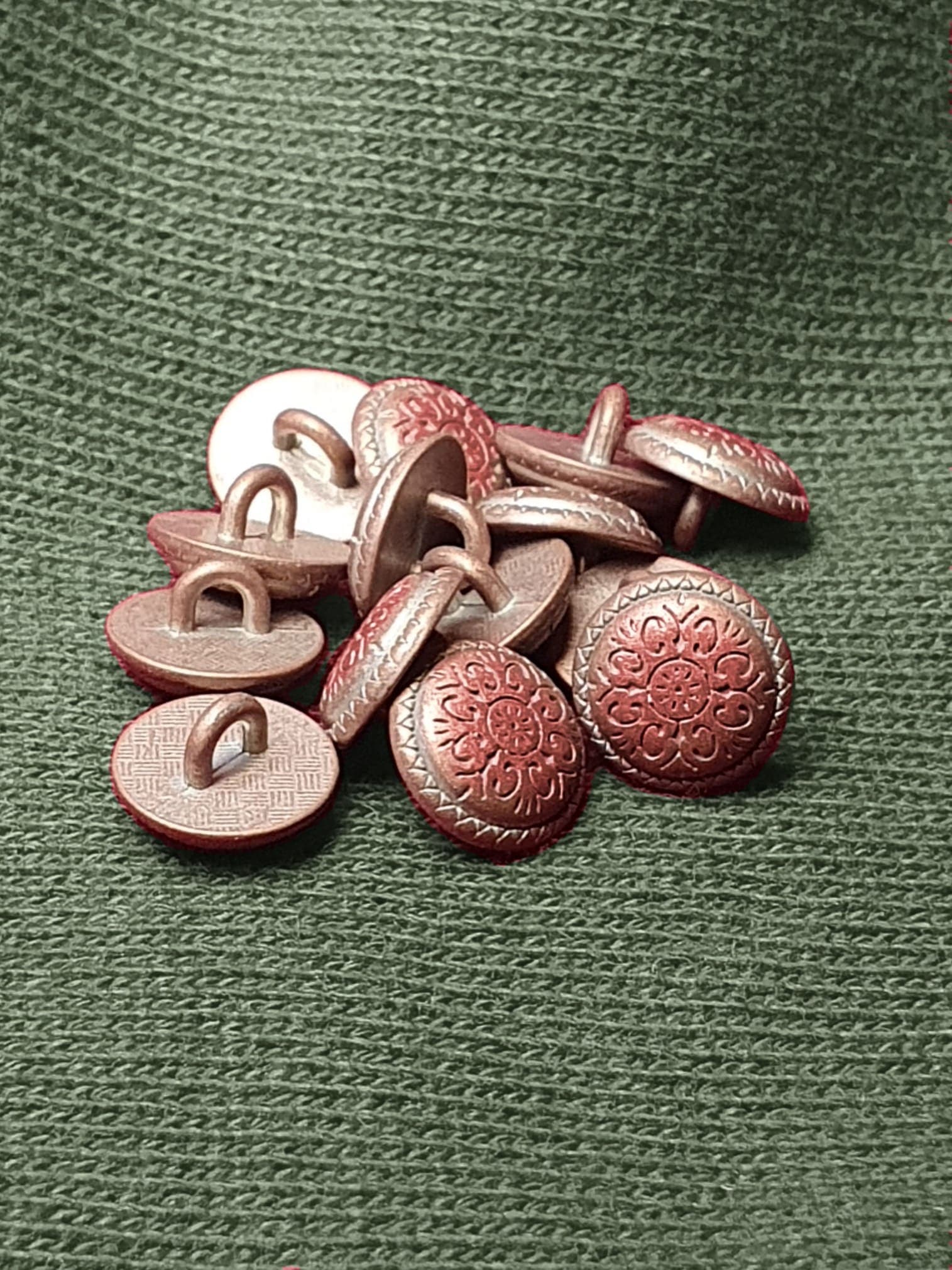 Matte Red Gold Mandala Button