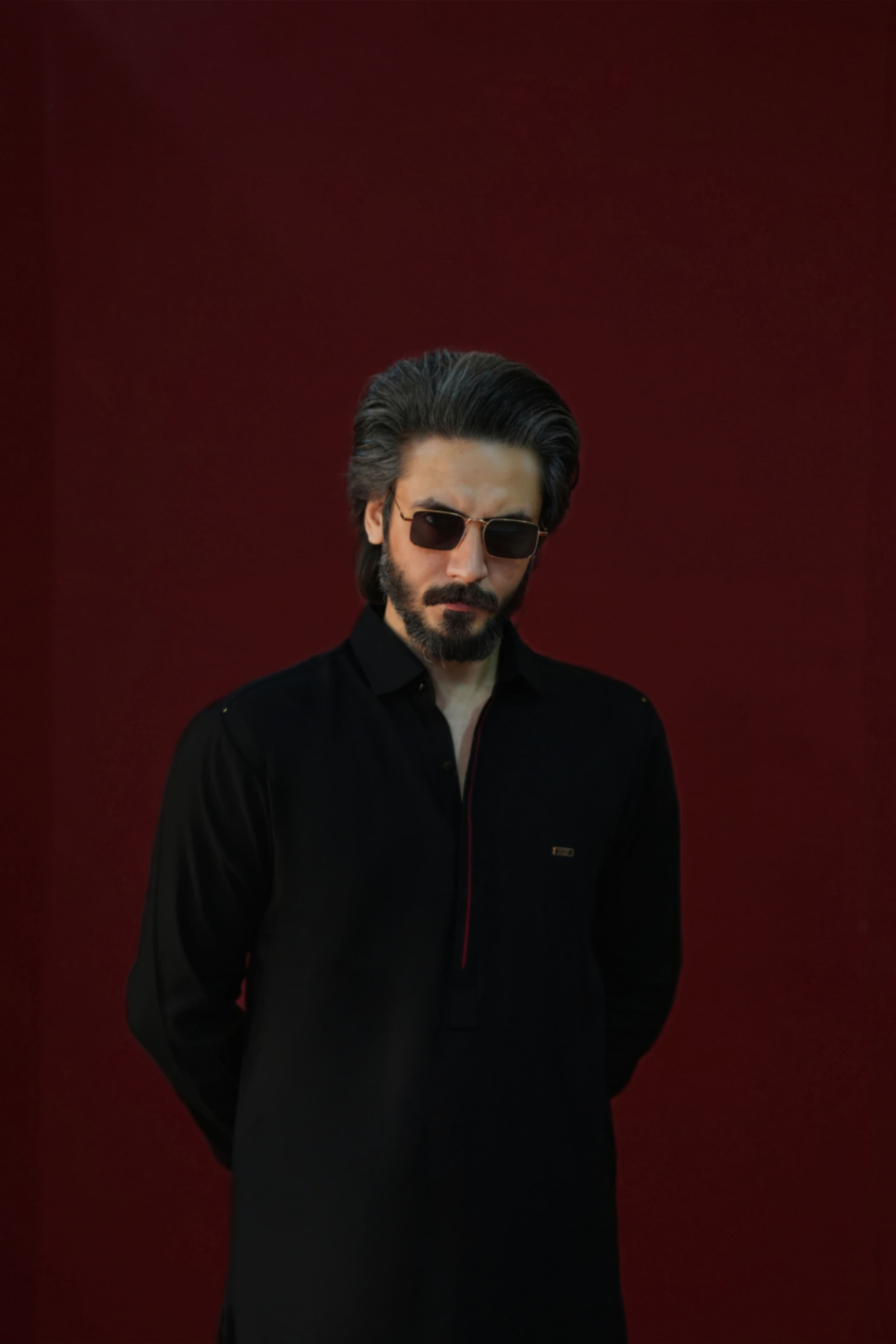 Smoky Black Kameez Shalwar