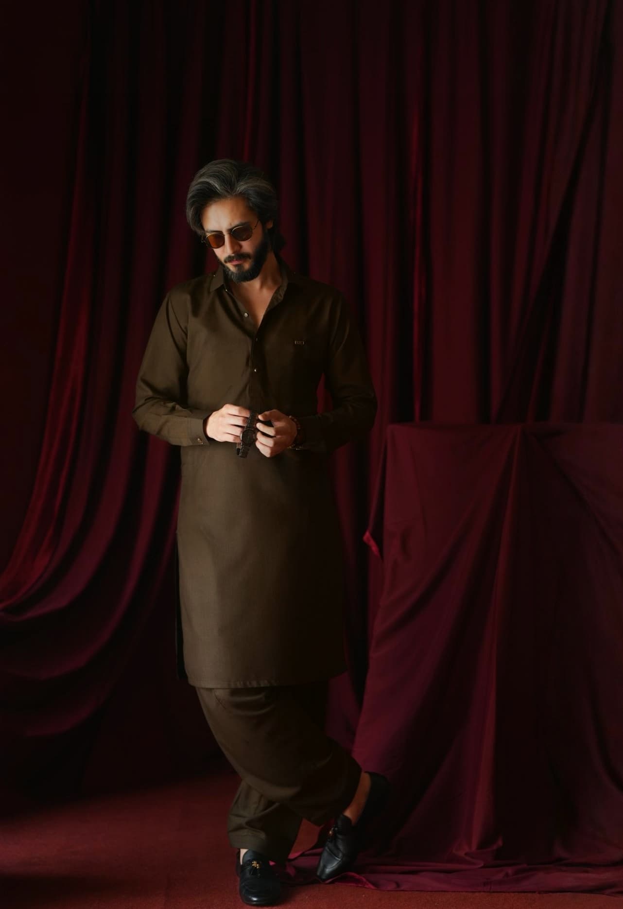 Bistre Brown Kameez Shalwar