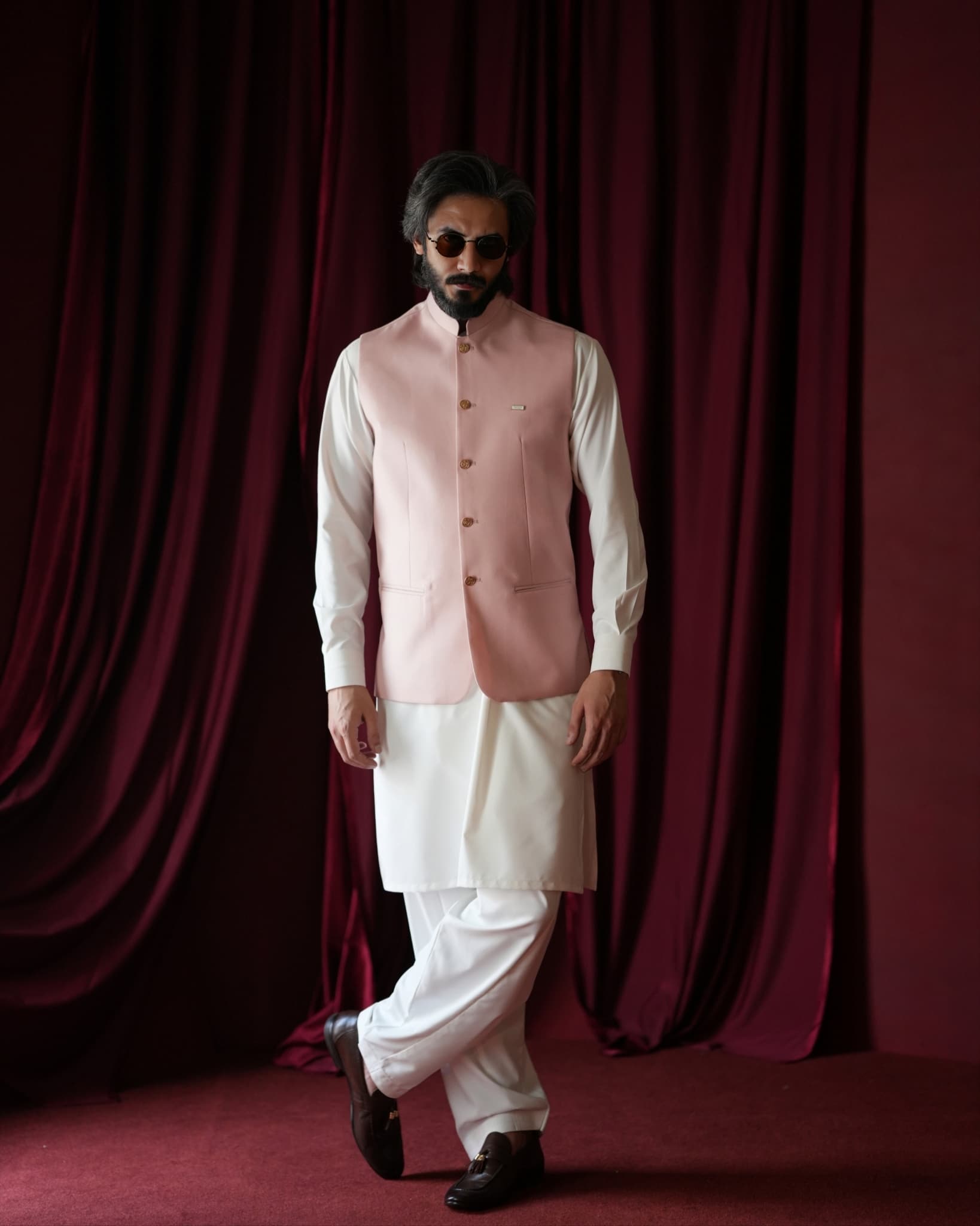 Crepe Pink Waistcoat