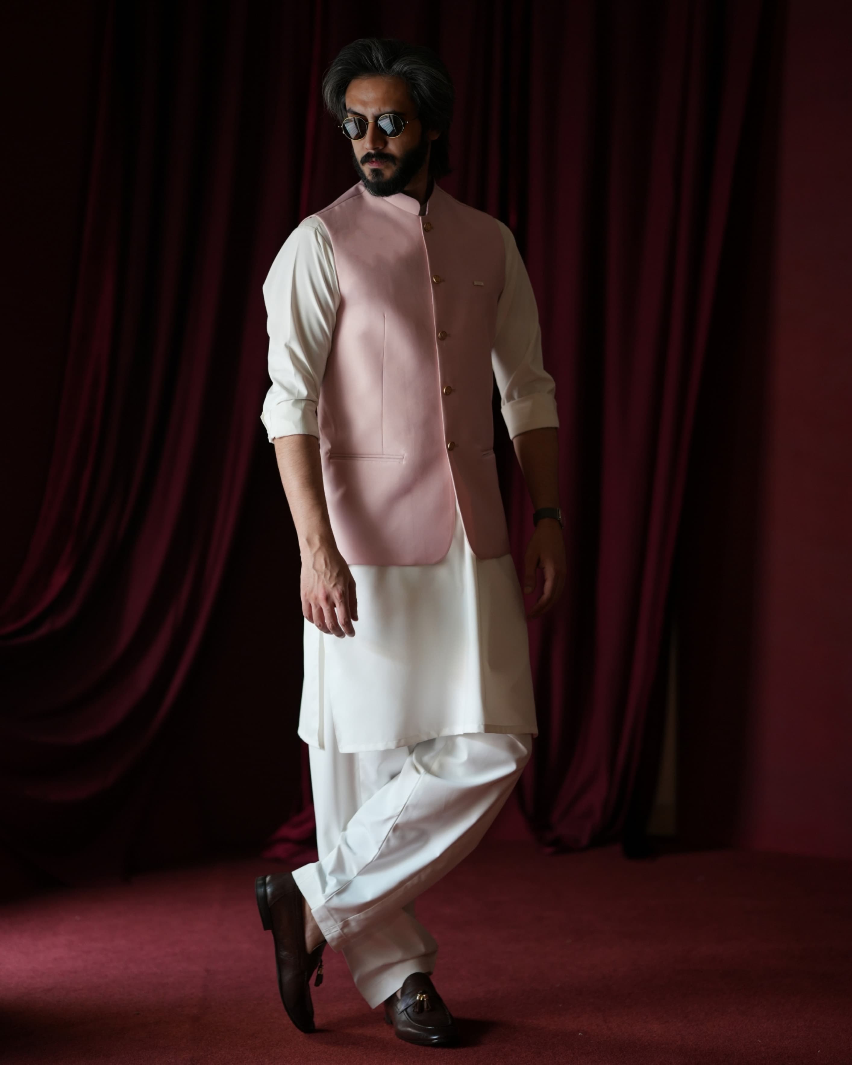 Crepe Pink Waistcoat