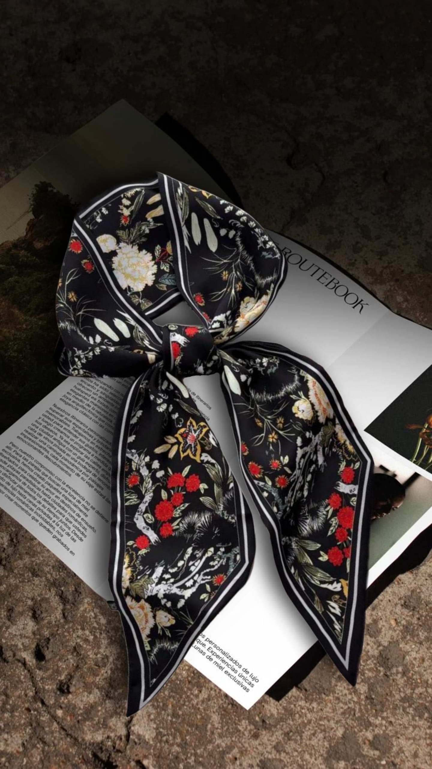 Midnight Bloom Silk Scarf