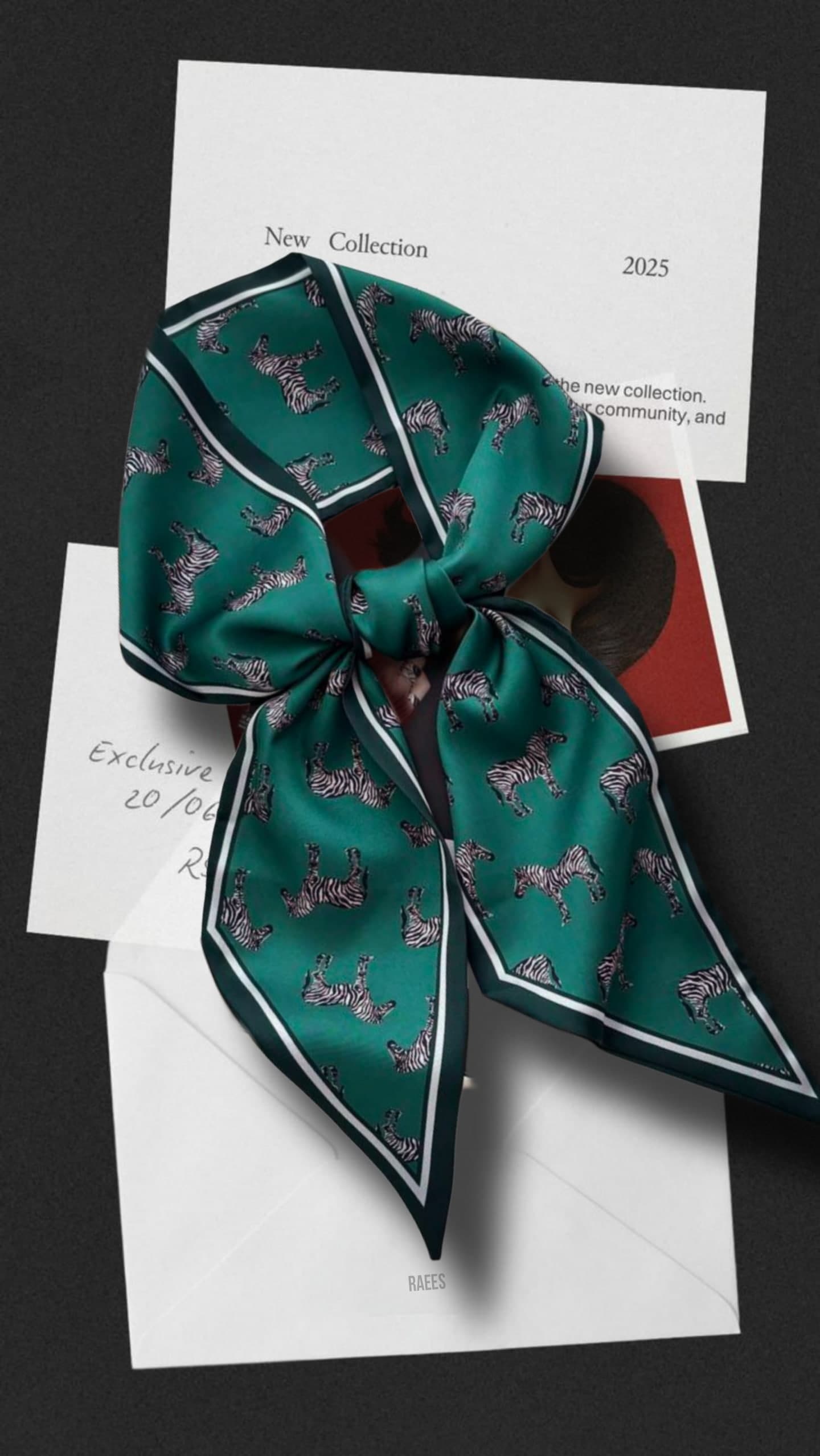 Green Printed Silk Scarf