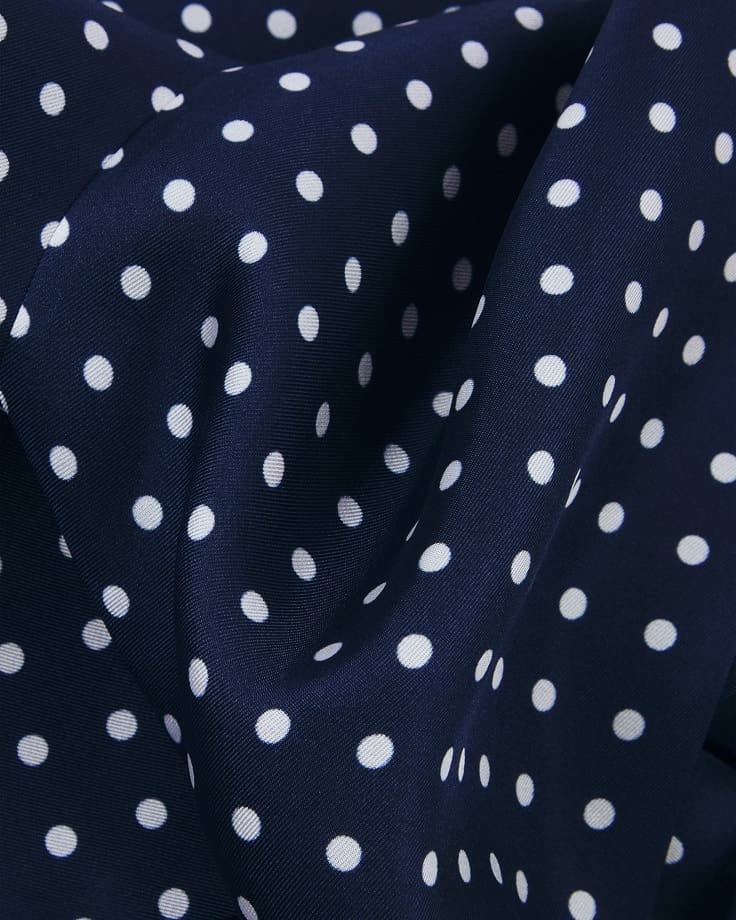Blue Polka Dot Silk Scarf